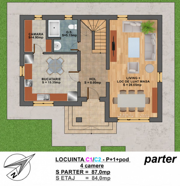 Vila Individuala P+1+M /Magurele curte de 500mp